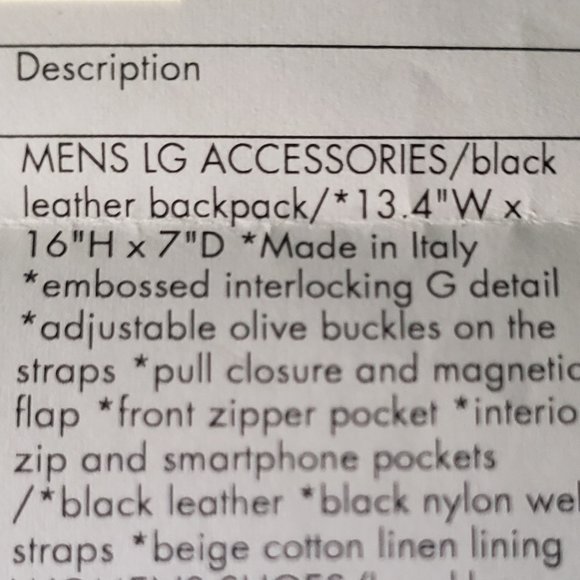 BRAND NEWAuthentic Gucci black leather backpack
